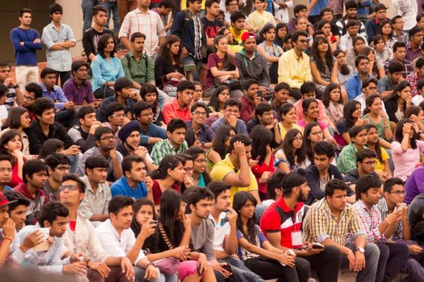 Crowd of Indian students