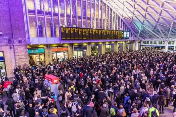 Crowded King's Cross station