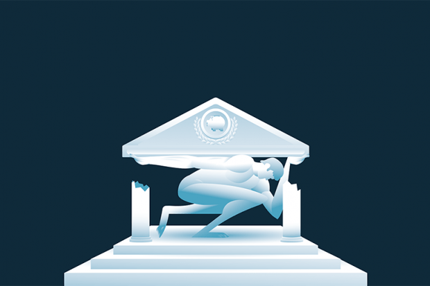 Classic-like image of god holding up roof of classical building on his shoulders Classic-like image of god holding up roof of classical building on his shoulders