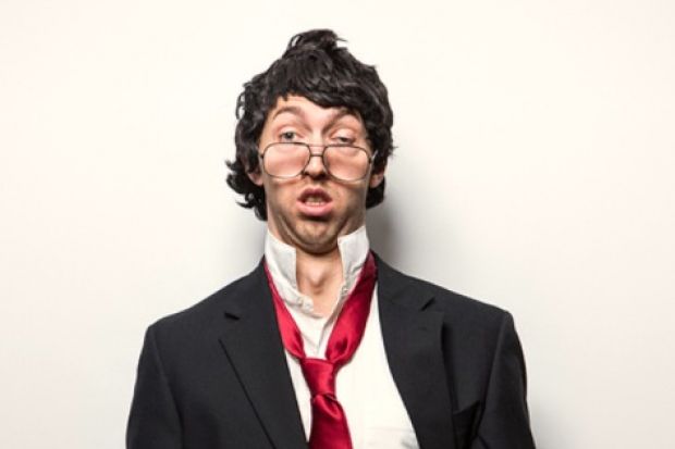 A dishevelled man in a suit