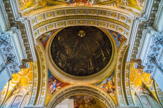 The painted dome by Andrea Pozzo, in the Church of Saint Ignatius of Loyola in Rome