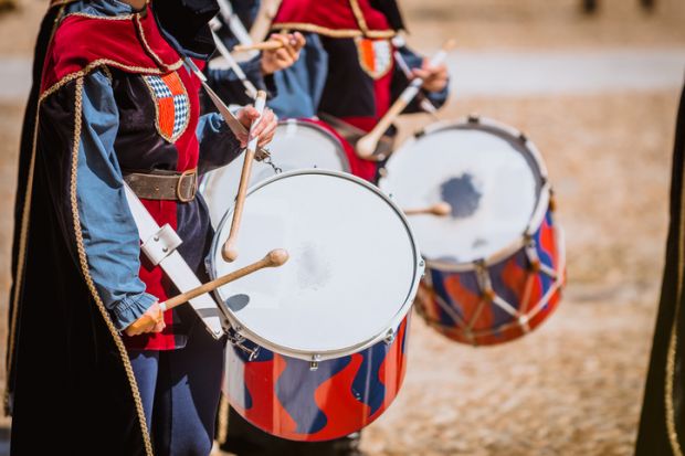 Drummers in medieval parade