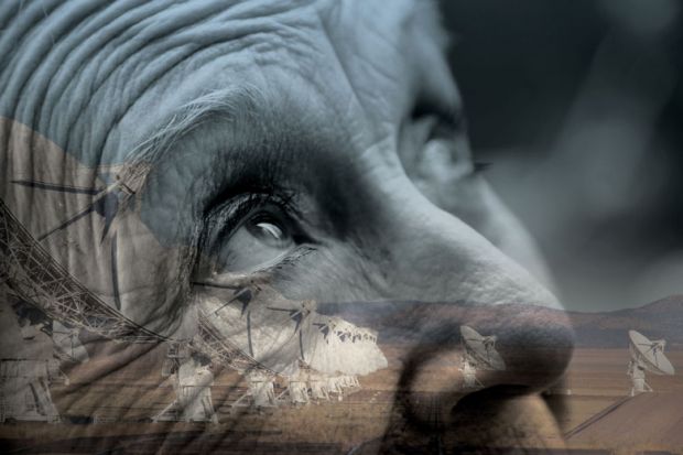 Elderly woman looking up at sky