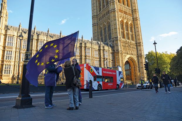 EU flag outside Westminster