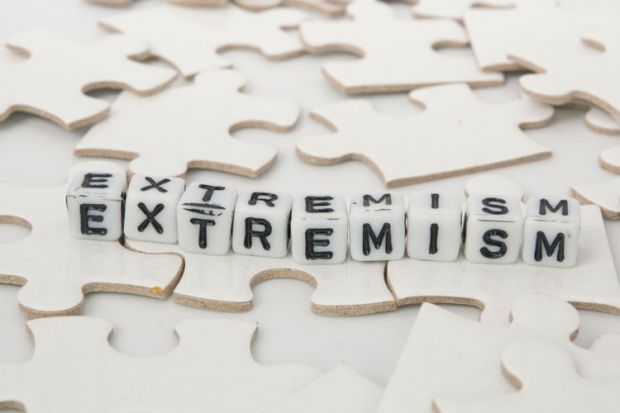 'Extremism' spelled in letter blocks