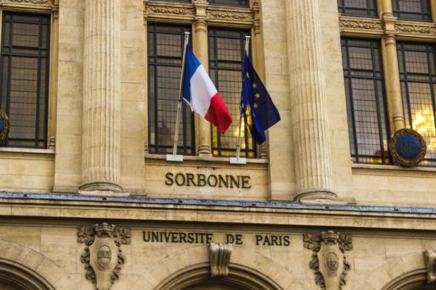 Facade of Sorbonne in Paris