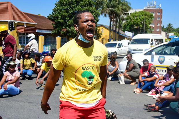 Kwanele Mkhize,  coordinator of SASCO Umgungundlovu during the KZN Fees Must Fall Movement on 15 March, 2021 in Pietermaritzburg, South Africa.