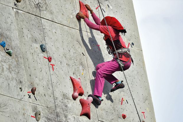 Female climber in Indonesia 