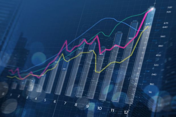 A financial graph projecting upwards A financial graph projecting upwards