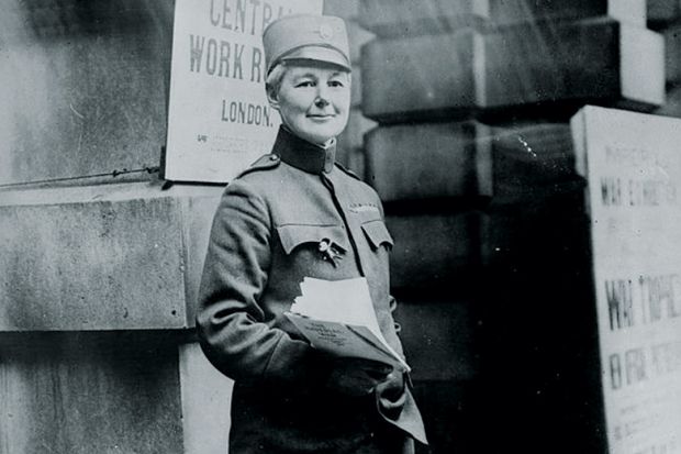 Flora Sandes standing in uniform