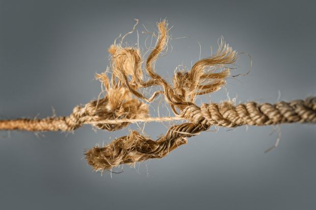 Frayed rope near to break