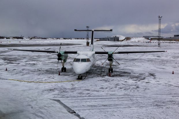 Frozen plane at Svolvaer airport