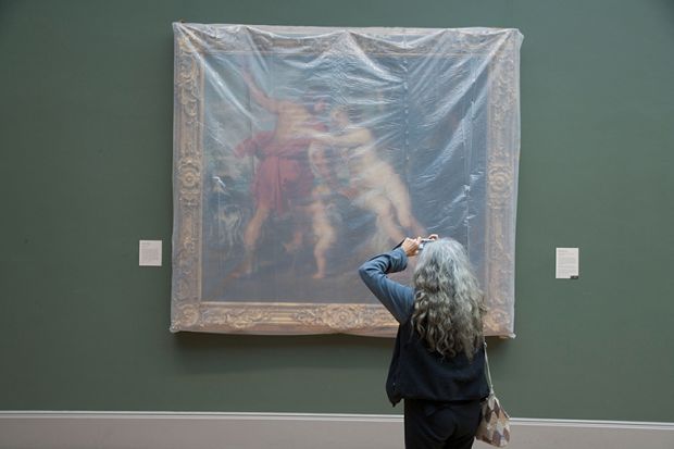 Rubens painting covered in plastic