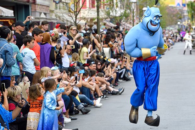 The Genie from Aladdin during the new Magic Happens Parade on Main Street US. To illustrate that the genie is out the bottle regarding franchising despite new rules The Genie from Aladdin during the new Magic Happens Parade on Main Street US. To illustrate that the genie is out the bottle regarding franchising despite new rules