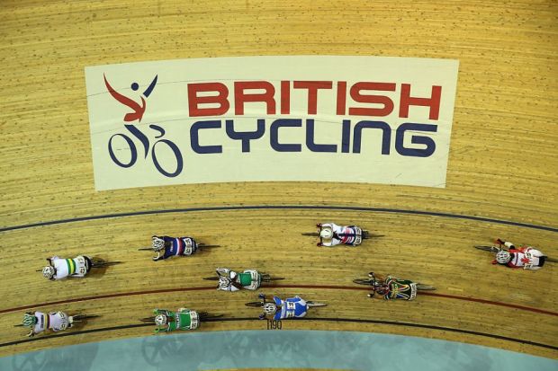 An overhead view of the Women's Points race during day four of the 2013 UCI Juniors Track World Championships at the Sir Chris Hoy Velodrome on August 10, 2013 in Glasgow, Scotland An overhead view of the Women's Points race during day four of the 2013 UCI Juniors Track World Championships at the Sir Chris Hoy Velodrome on August 10, 2013 in Glasgow, Scotland