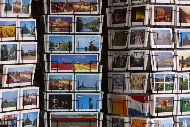 Postcards on display in store Postcards on display in store