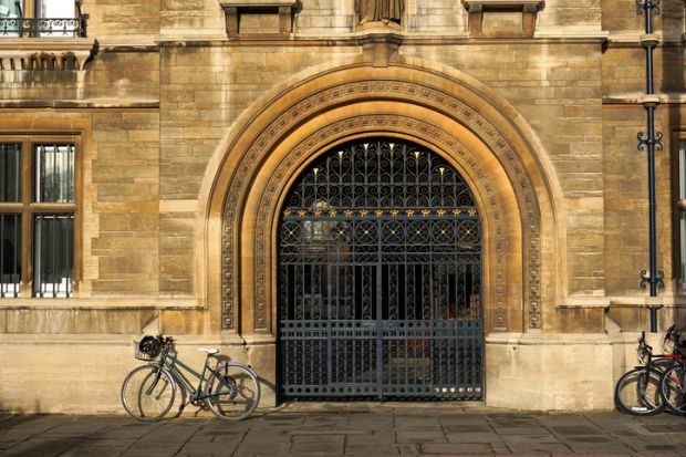 The closed gate of Gonville And Caius College, Cambridge
