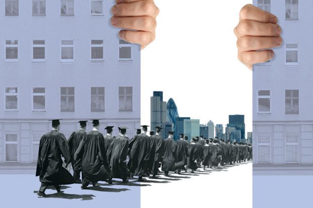 Graduates marching towards City of London Graduates marching towards City of London