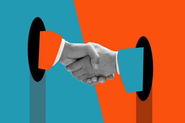 A handshake, symbolising collaboration and exchange