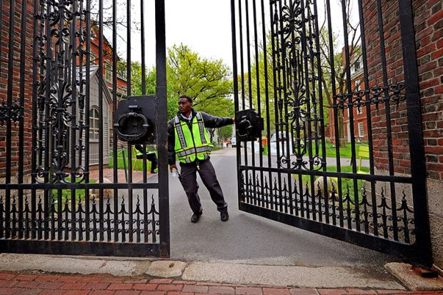 A security guard closing the Johnston Gate at Harvard University. As an illustration that Trump’s anti-DEI agenda ‘already having grave impact’, with some institutions shut down initiatives or continue them in a different guise. A security guard closing the Johnston Gate at Harvard University. As an illustration that Trump’s anti-DEI agenda ‘already having grave impact’, with some institutions shut down initiatives or continue them in a different guise.
