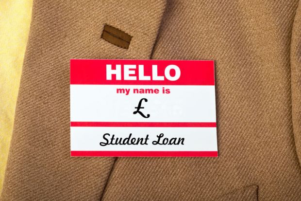 'Hello, my name is school loan' name badge