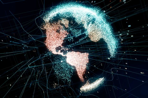 Holographic planet earth. technological background.