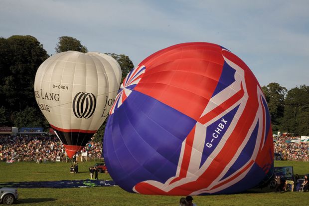 deflating hot air balloon