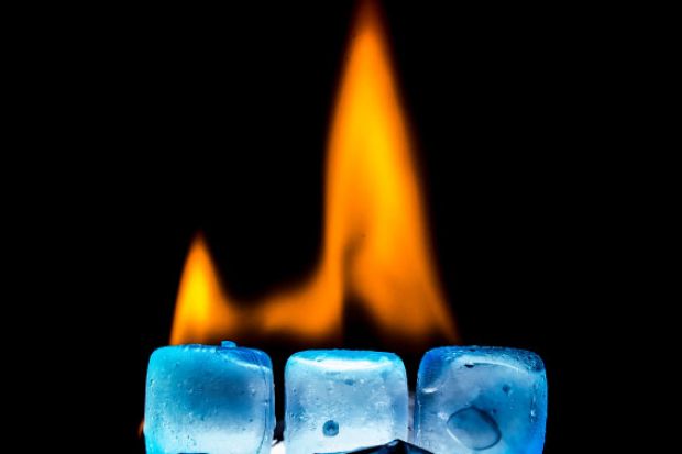 ice cubes on fire