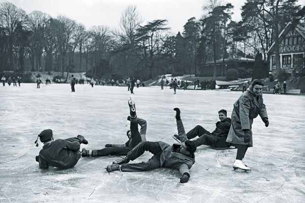 A group of ice skaters