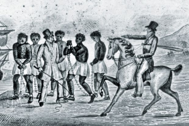 Illustration of African slaves in chains
