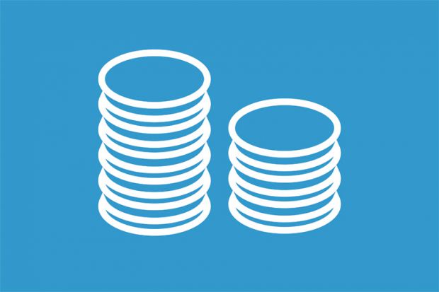 Illustration of two different-sized piles of coins
