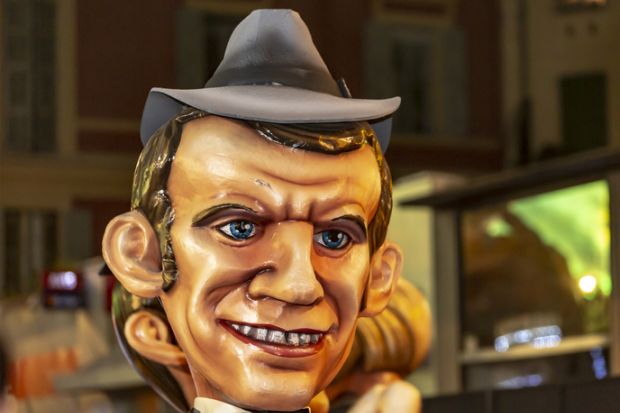 Image of a mascot of Emmanuel Macron at Nice Carnival 2019