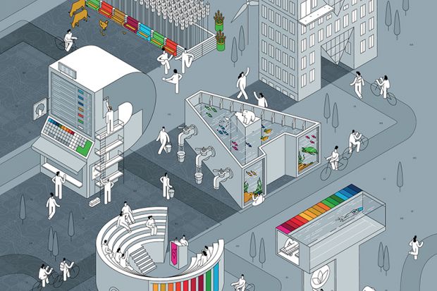 Detail of cover illustration of Impact Rankings 2021 cover Detail of cover illustration of Impact Rankings 2021 cover