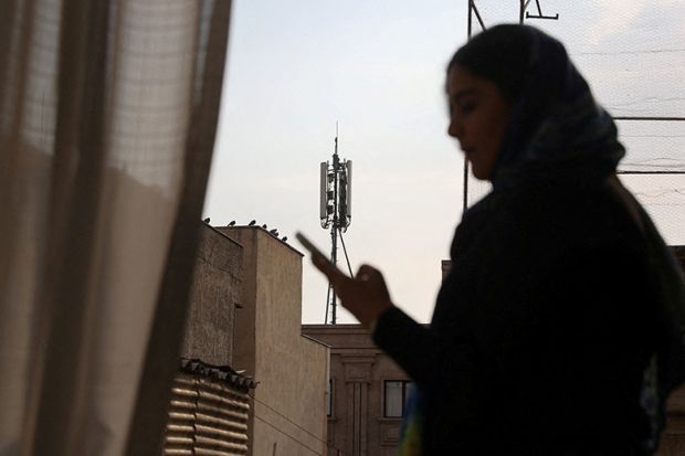 A telecommunications tower stands in the background of an online teacher at her home, after a nationwide internet shutdown since 8 January 2026, following Iran’s protests, in Tehran, Iran, 24 January 2026. A telecommunications tower stands in the background of an online teacher at her home, after a nationwide internet shutdown since 8 January 2026, following Iran’s protests, in Tehran, Iran, 24 January 2026.
