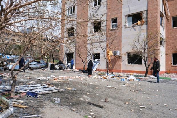 Shahid Beheshti University's laser and plasma lab destroyed after a missile strike on April 3, 2026