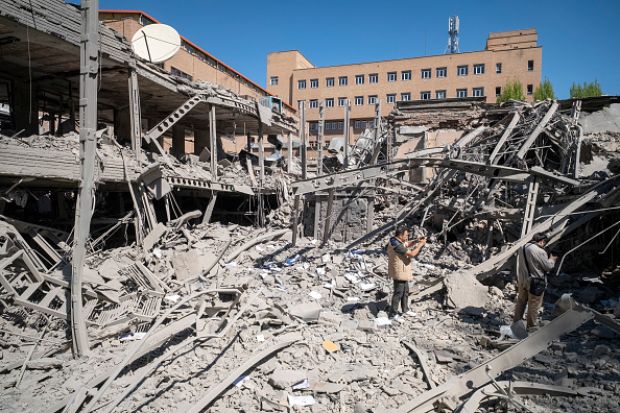 The ruins of the Sharif University of Technology's data center, which was struck on April 6 