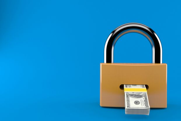 Dollars coming out of a padlock
