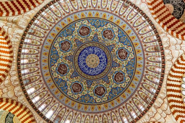 Detail of the ceiling at Selimiye Mosque in Turkey