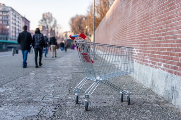 Empty supermarket cart
