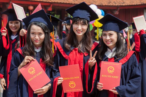 It is traditional for students to celebrate their graduation at the Temple of Literature (Văn Miếu), a temple dedicated to Confucius, and built in the 11th century as the Imperial Academy (Quốc Tử Giám), Vietnam's first national university. It is traditional for students to celebrate their graduation at the Temple of Literature (Văn Miếu), a temple dedicated to Confucius, and built in the 11th century as the Imperial Academy (Quốc Tử Giám), Vietnam's first national university.