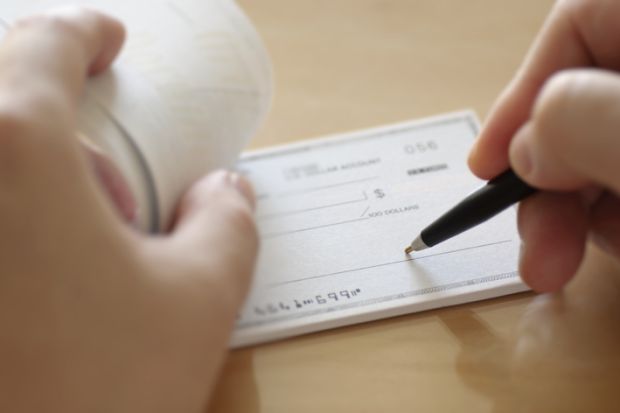 Person writing cheque