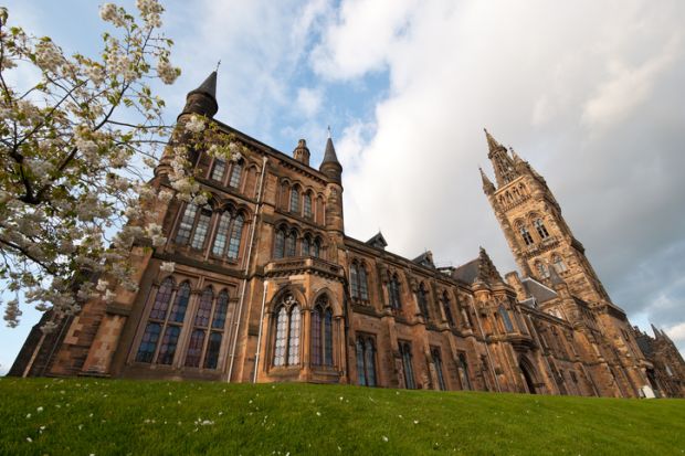 The outside of Glasgow University in Scotland