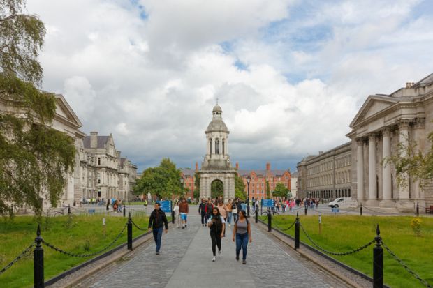 Trinity College entrance walkway, Dublin, Ireland DUBLIN, Ireland, Trinity College entrance walkway
