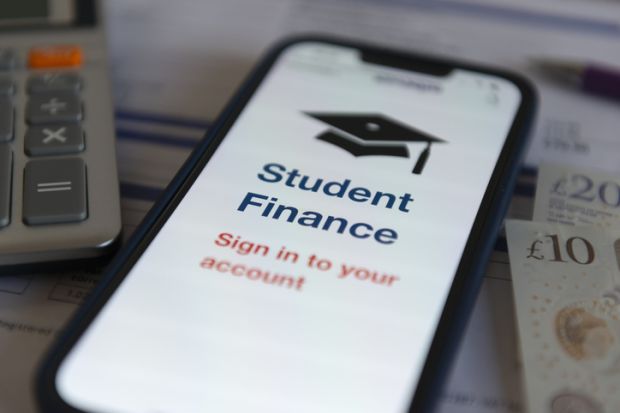 Smartphone with Student finance app Smartphone with Student finance app