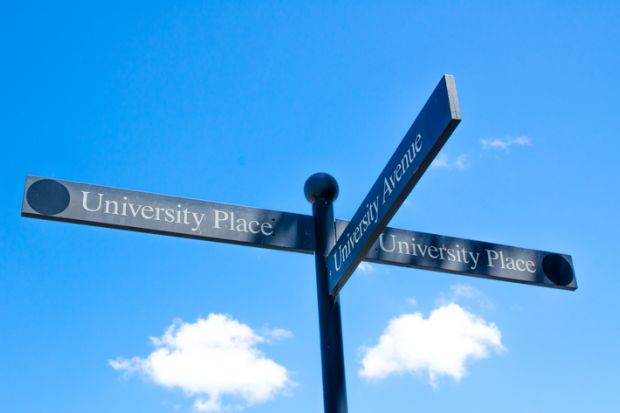 University direction sign University direction sign