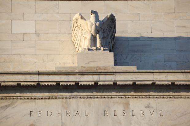A stone eagle at the US Federal Reserve