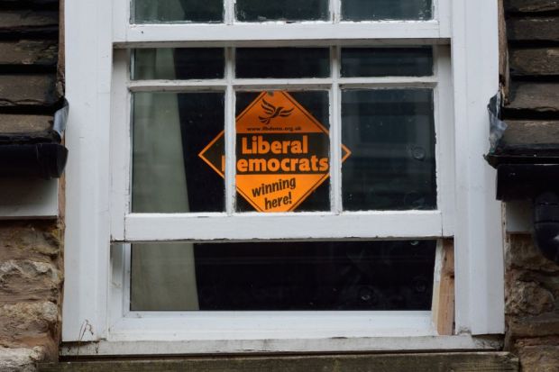 Liberal Democrats 'Winning Here' sign Liberal Democrats 'Winning Here' sign