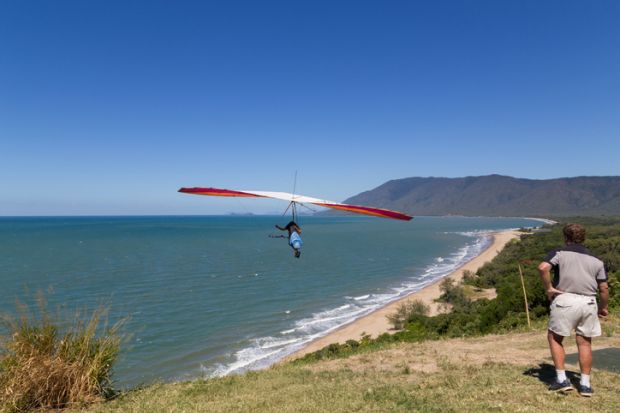 Hang glider starting from from Trinity Bay lookout.