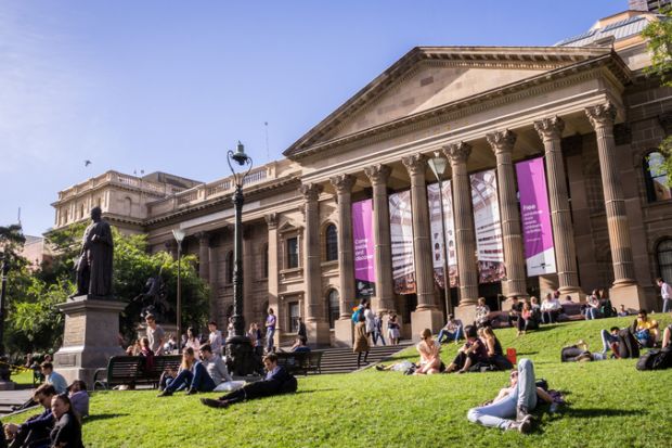 Students outside the State Library of Victoria