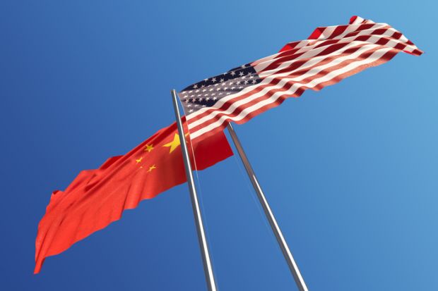 US China flags